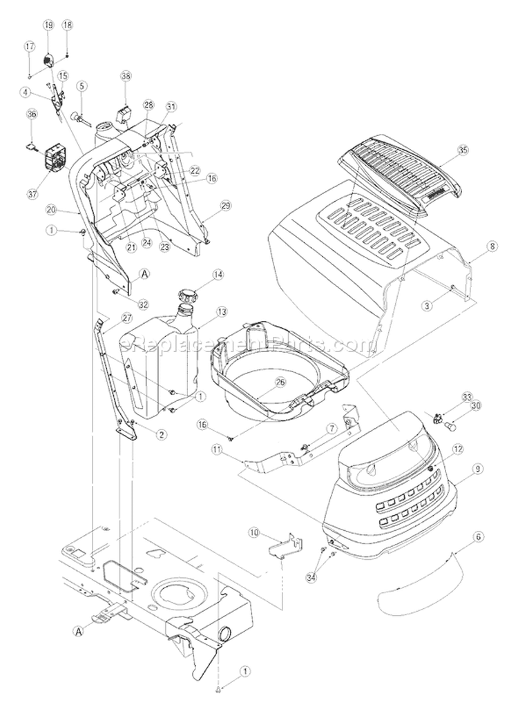 Page E Diagram and Parts List for 2005 Yard Man Lawn Tractor